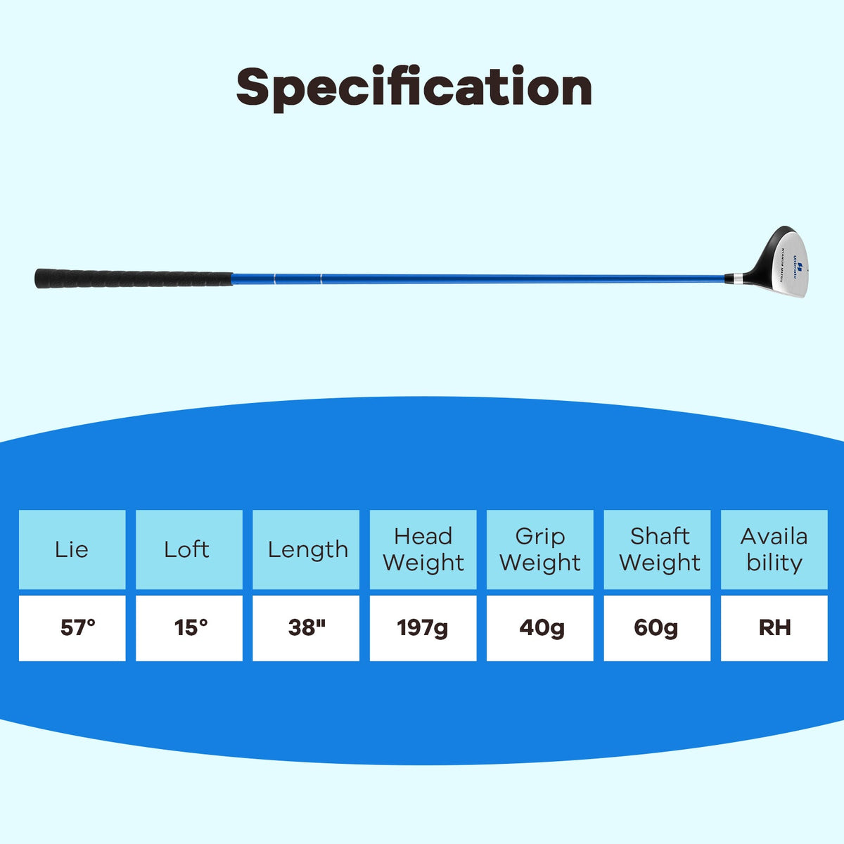 38 Inch 165CC Junior #3 Fairway Wood Golf Club with Fiberglass Shaft for Kids Ages 11-14