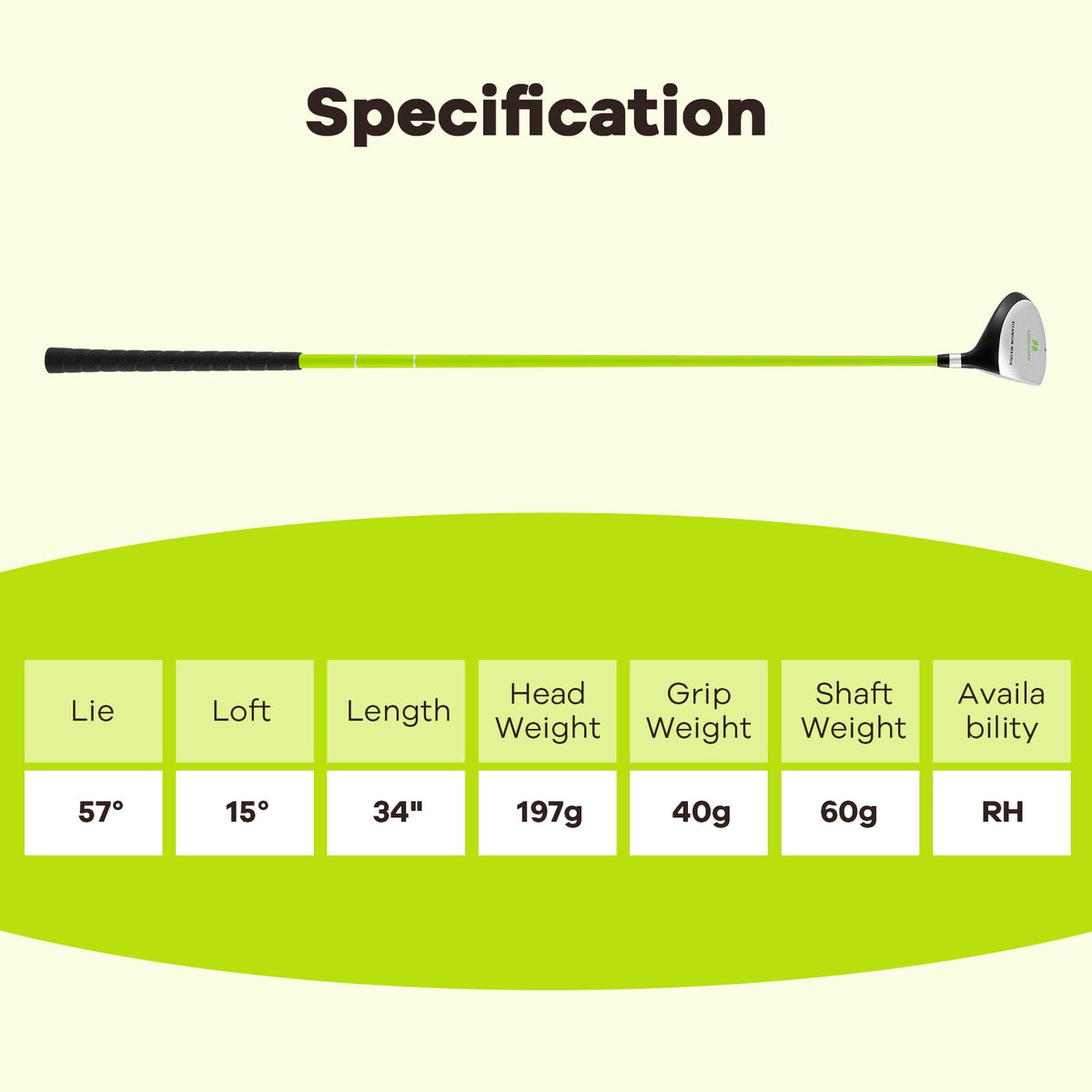 34 Inch 165CC Junior #3 Fairway Wood Golf Club with Fiberglass Shaft for Kids Ages 8-10