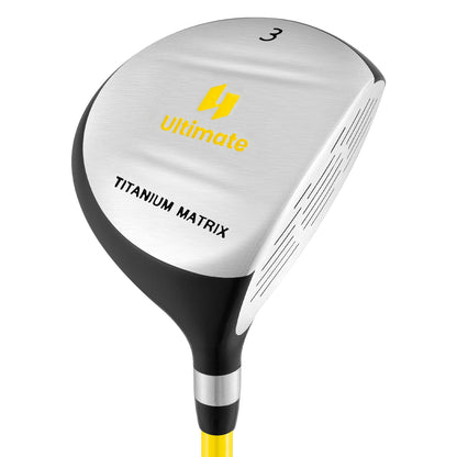 34 Inch 165CC Junior #3 Fairway Wood Golf Club with Fiberglass Shaft for Kids Ages 8-10