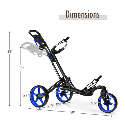 Folding Golf Push Cart with Scoreboard Adjustable Handle Swivel Wheel