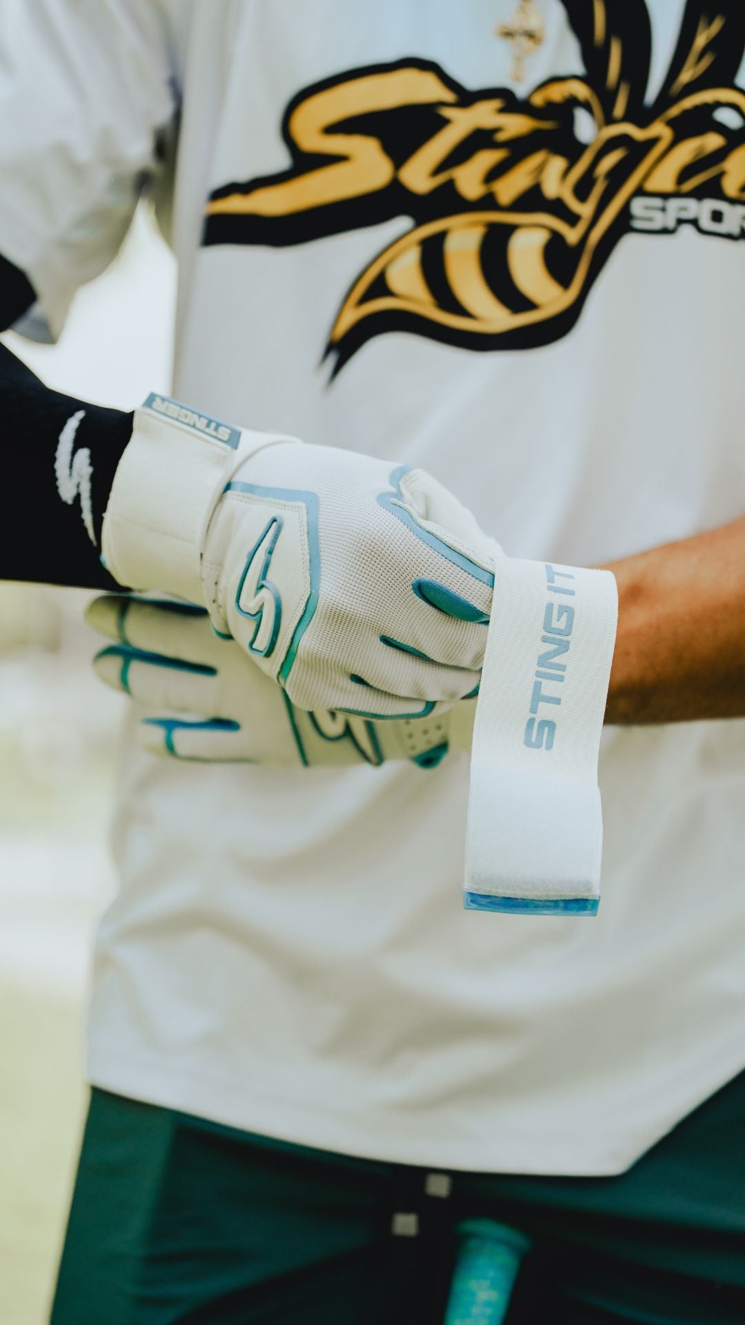 Winder Series Batting Gloves - Columbia Blue/White & Graphite