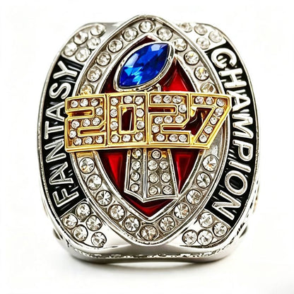 2027 Fantasy Football Championship Ring Replica – Ram Head Design with Color Enamel Details
