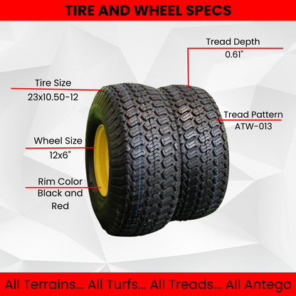 23x10.50-12 Glossy Black/Red Aluminum Golf Tire Wheel Assembly (Qty: 1)