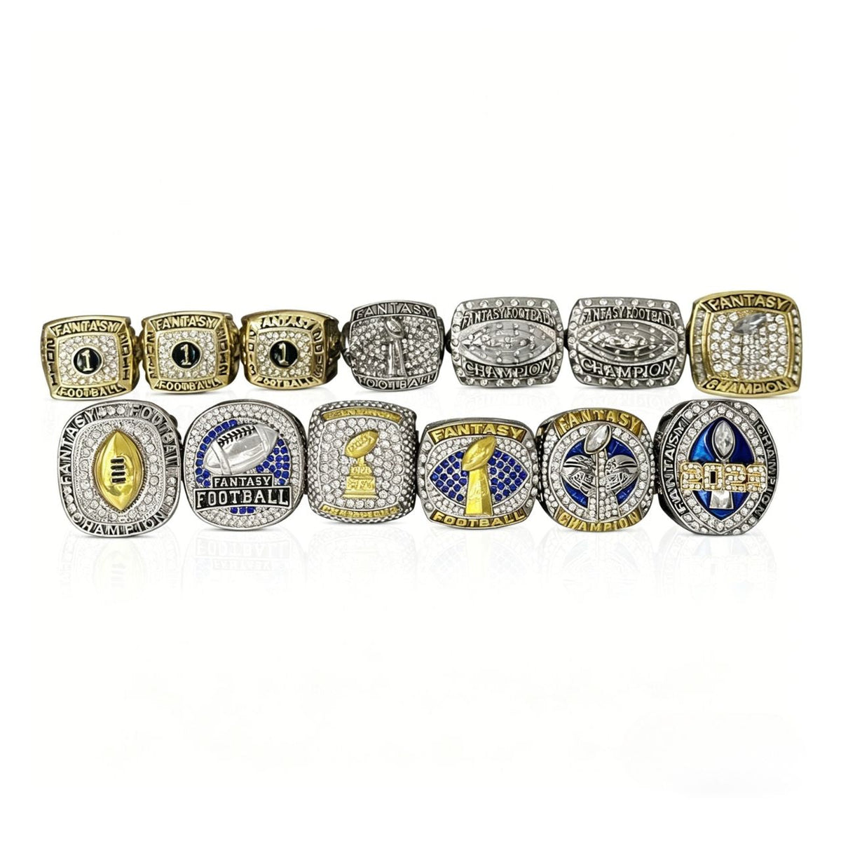 Fantasy Football Champion Ring Set (2011–2023) – Collector Ring Gift for Fans