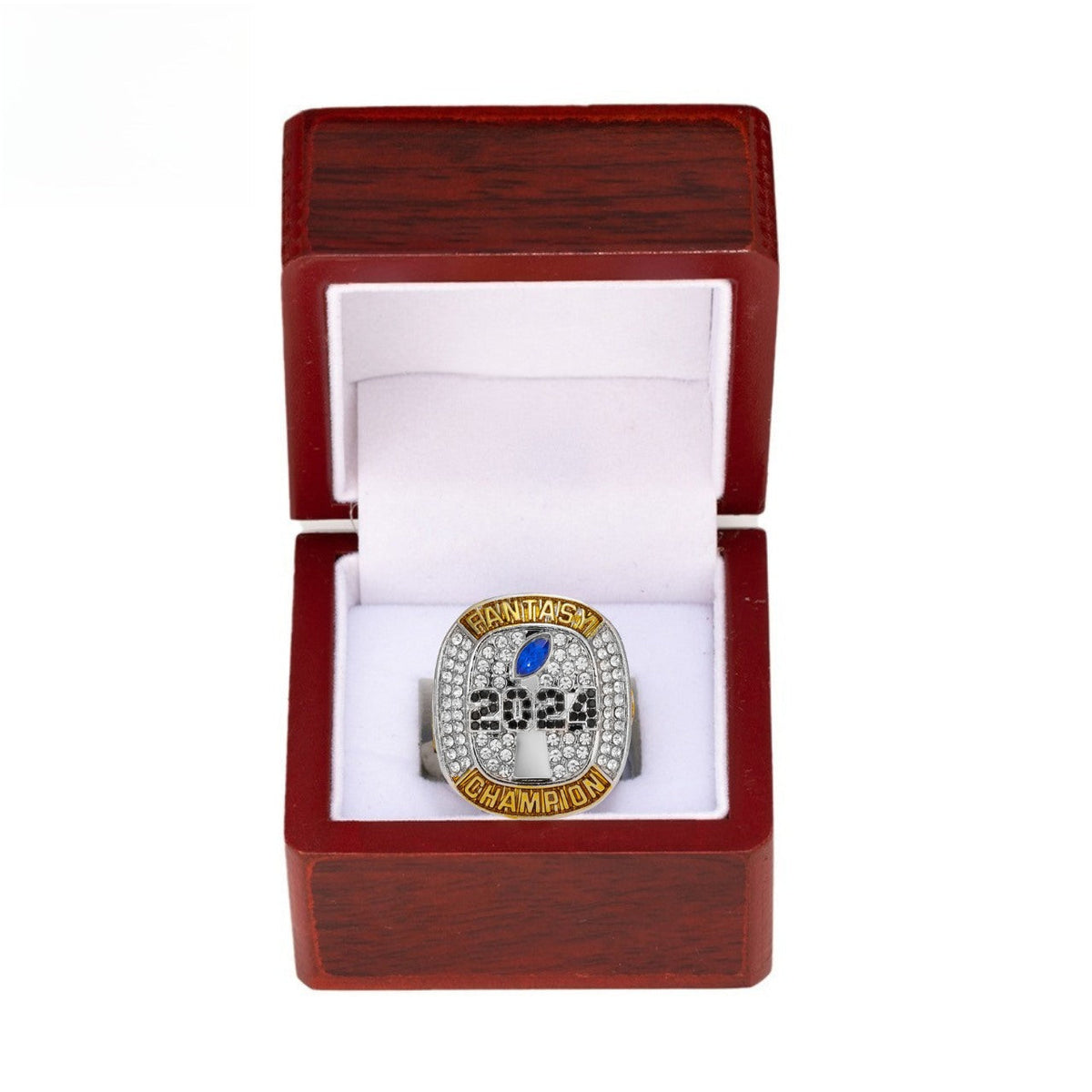2024 Fantasy Football Championship Ring – Silver Trophy Design