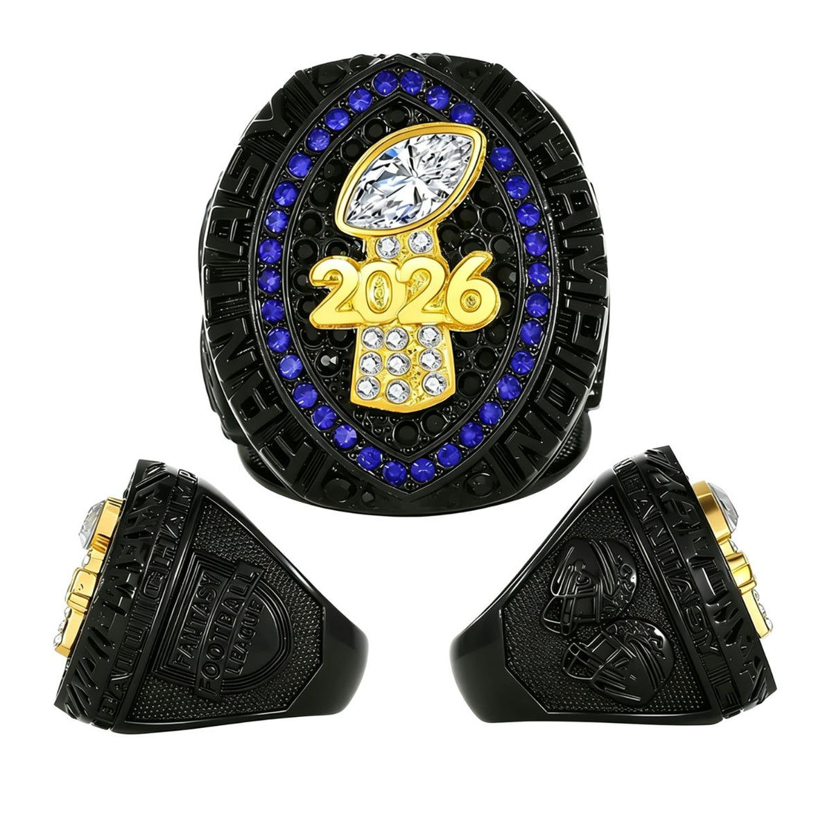2026 Fantasy Football Champion Black Ring –  Fan Keepsake Gift with Wooden Box