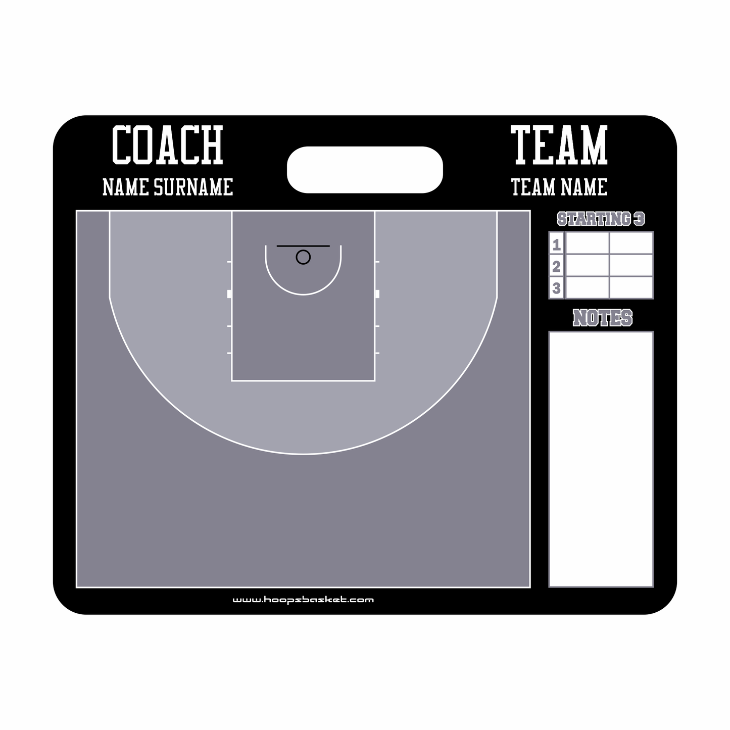 Custom 3x3 Basketball Coaching Board 11.4 x 9.4 in (Magnetic)