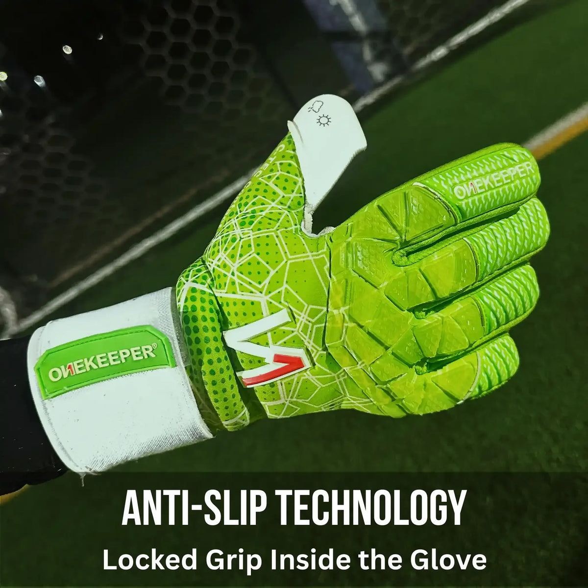C-TEC Green and White with Thin Neoprene Backhand for Cold Weather