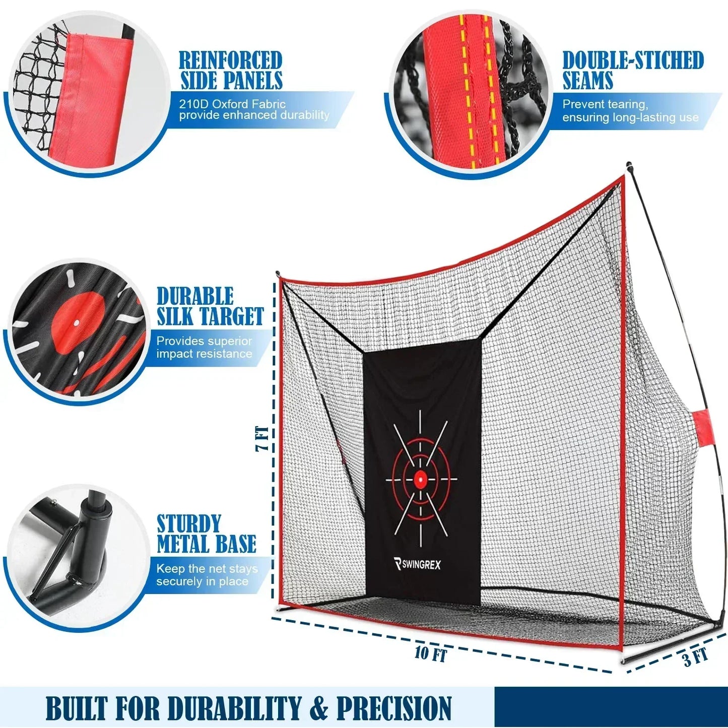 SwingRex Heavy Duty Golf Net for Real Golf Balls – Backyard Practice Net