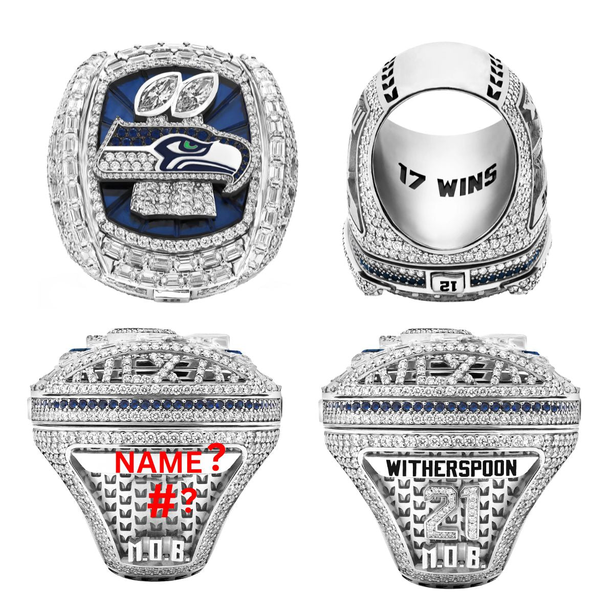 Personalized 2025 Seattle Football Championship Ring – Custom Name & Number | Fan Gift for Hawks