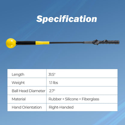 31.5 Inch Golf Swing Trainer Aid with Weighted Head for Grip Rhythm Balance