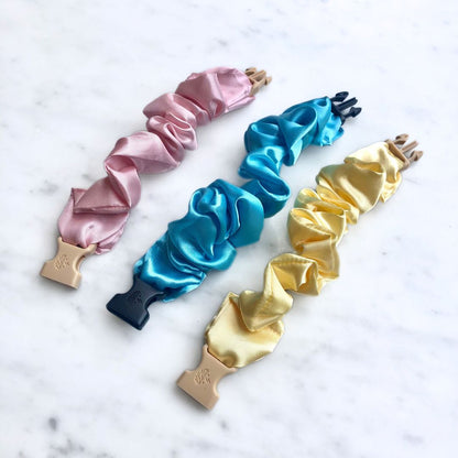 Cotton Candy - 3-Pack Vibrant Pastel Buckle Scrunchies Bundle - No Snagging, No Tangles