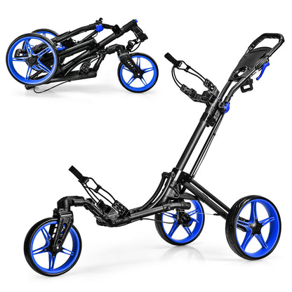 Folding Golf Push Cart with Scoreboard Adjustable Handle Swivel Wheel