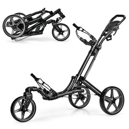 Folding Golf Push Cart with Scoreboard Adjustable Handle Swivel Wheel