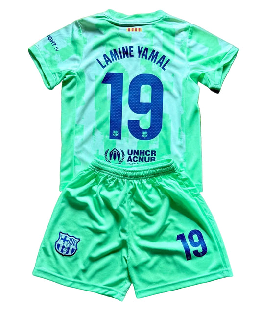 Lamine Yamal Green Kids Barcelona Soccer Jersey Kit