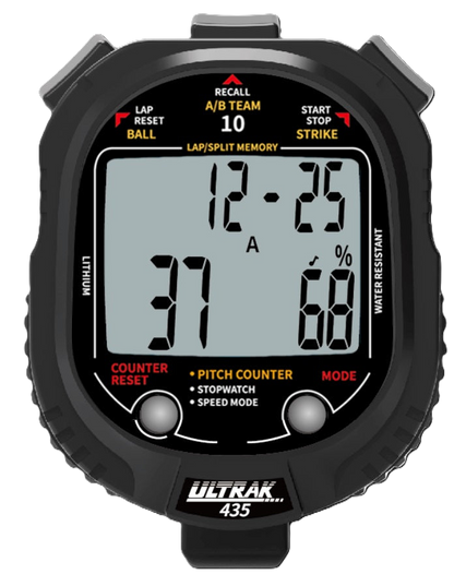 ULTRAK 435 Pitch Counter With Strike Percentage & Pitch Speed Monitor - 10 Memory Stopwatch