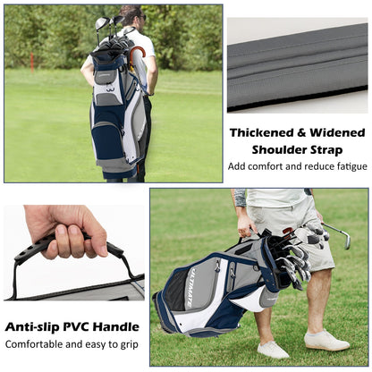 10.5 Inch Golf Stand Bag with 14 Way Dividers and 7 Zippered Pockets