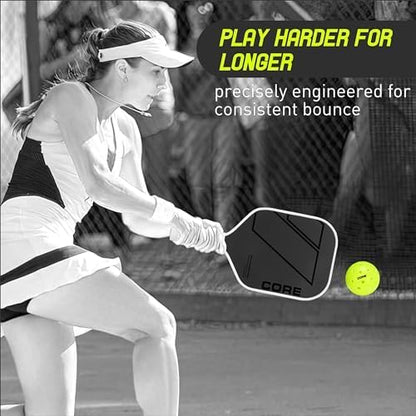 CORE Pickleball Balls for Professionals and All Levels of Play - Set of 4-50 Balls with 40 Holes - Durable & Seamless Design - Premium Outdoor Pickleball Balls, Polypropylene - USA Pickleball Approved