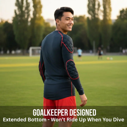 Padded Goalkeeper Compression Long Sleeve Under Shirt with 16mm Elbow & Shoulder Protection