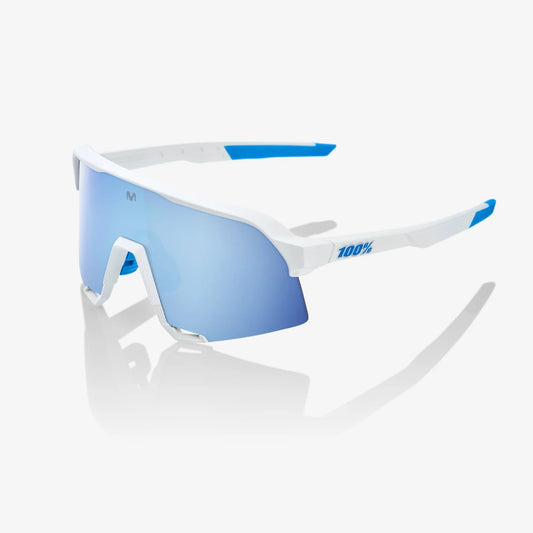 100% S3 Performance Sunglasses - SE Movistar Team White HiPER Blue Multilayer Mirror Lens