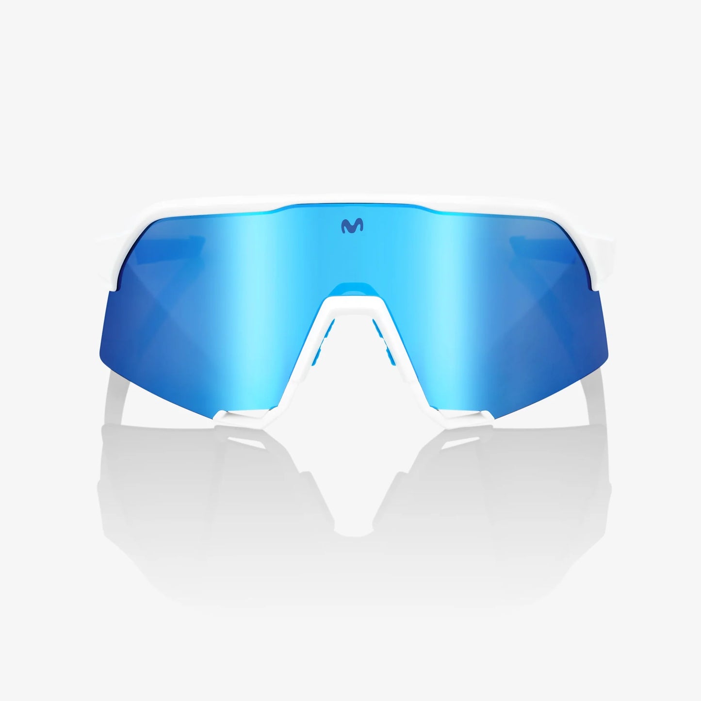 100% S3 Performance Sunglasses - SE Movistar Team White HiPER Blue Multilayer Mirror Lens