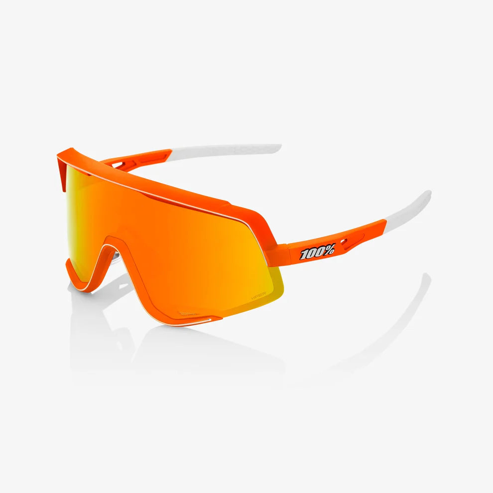 100% Sunglasses Glendale Soft Tact Neon Orange / HiPER Red Multilayer Mirror Lens 60011-00005