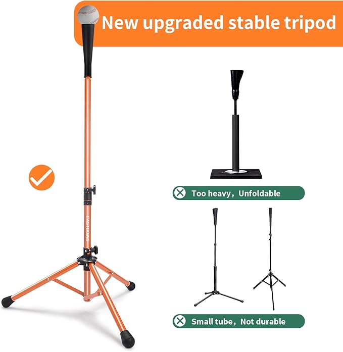 Eastgoing Heavy Duty Baseball and Softball Portable Travel Batting Tee.Adjustable Height|Portable|Collapsible. Baseball Hitting Tee for Any Age Player Practice