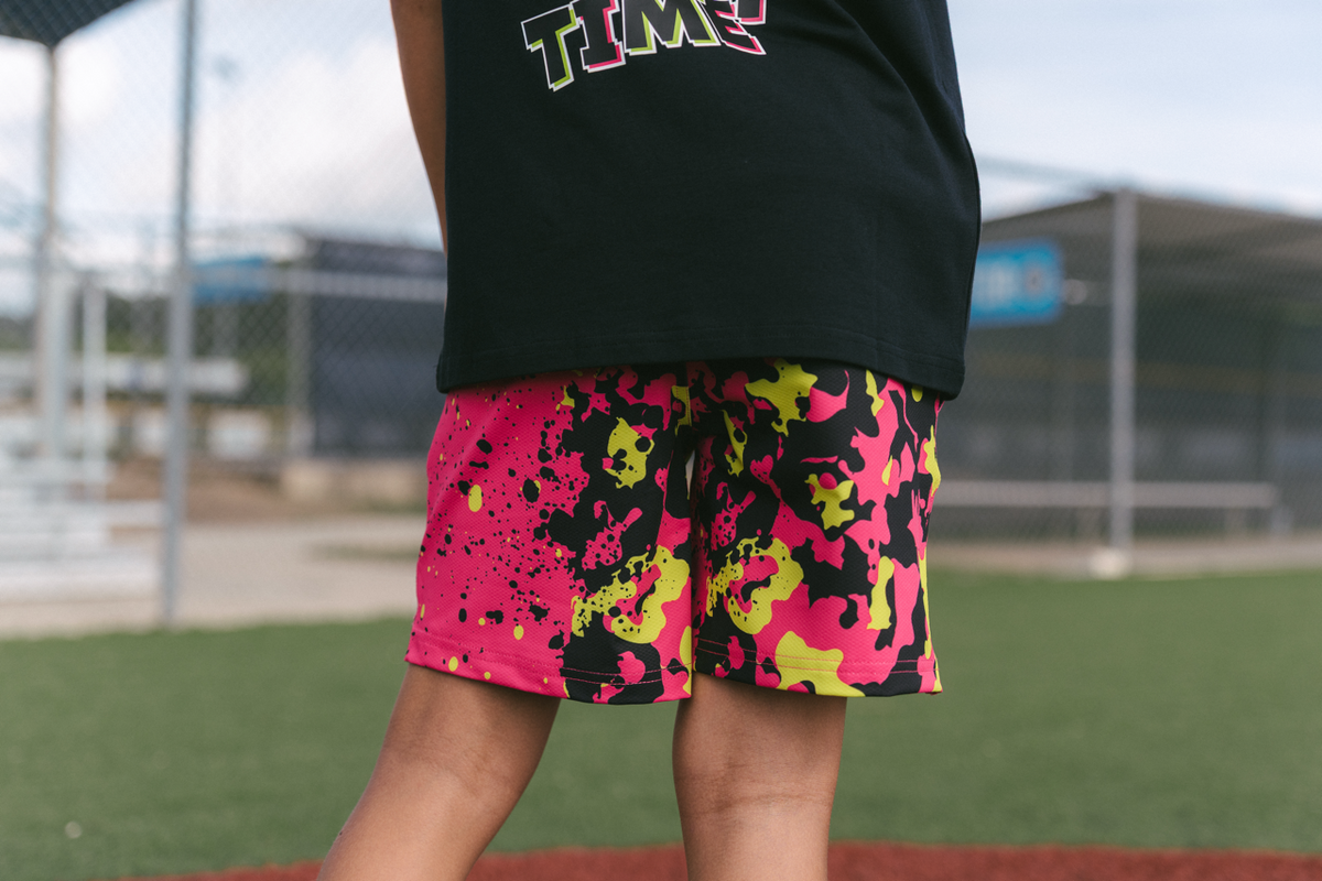 Party Time Youth Mesh Shorts - Pink V2