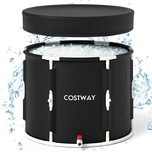 66 Gal Foldable Ice Bath Tub with Lid for Adult