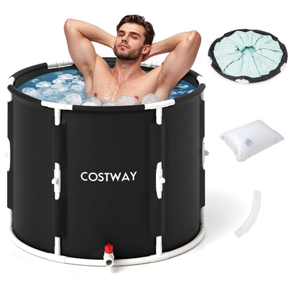 66 Gal Foldable Ice Bath Tub with Lid for Adult