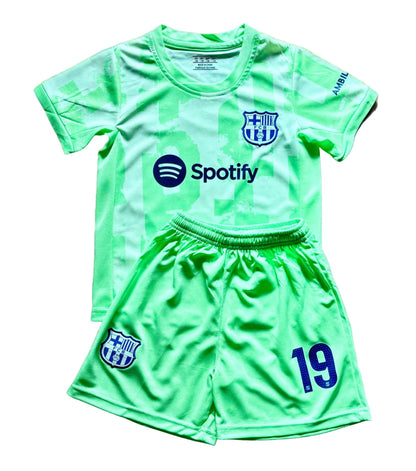 Lamine Yamal Green Kids Barcelona Soccer Jersey Kit