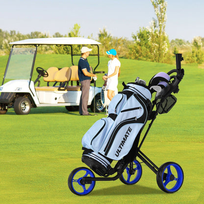 Folding 3 Wheels Golf Push Cart with Brake Scoreboard Adjustable Handle