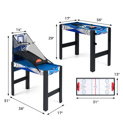 6-In-1 Combo Game Table with Basketball Billiards Ping Pong Hockey Shuffleboard