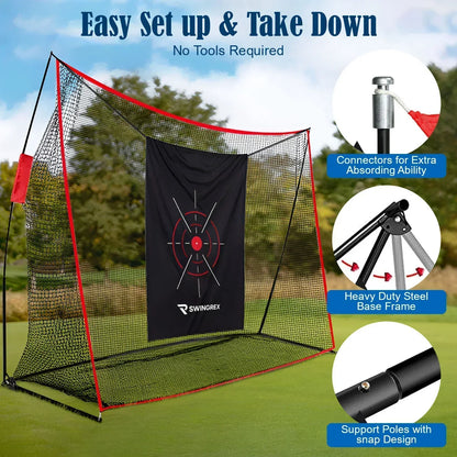 SwingRex Heavy Duty Golf Net for Real Golf Balls – Backyard Practice Net