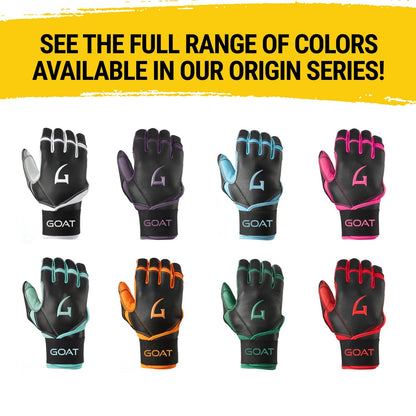 Origin Series Long Cuff Black and Purple Batting Gloves