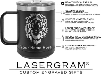 15oz Vacuum Insulated Coffee Mug, Baseball Ball, Personalized Engraving Included