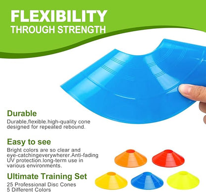 Ashsajkd(Set of 25/50/100 - Agility Soccer Cones with Carry Bag and for ， Football Cones for TrainingFootball, Basketball, Coaching, Agility Cones for Indoor and Outdoor Games