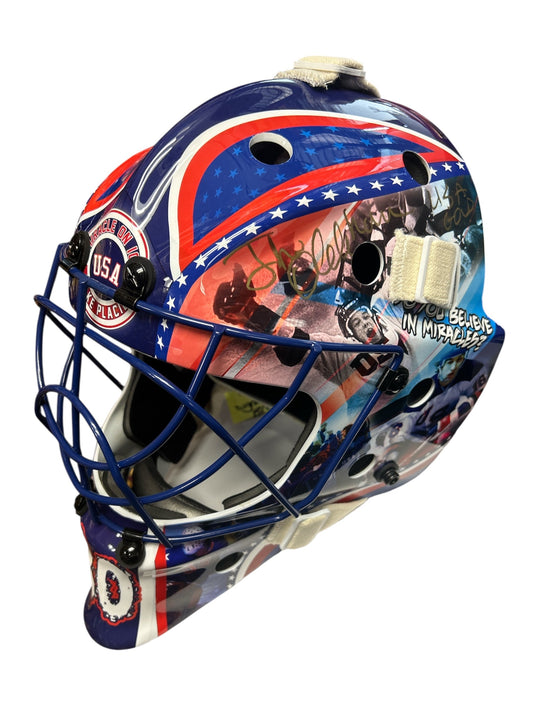 Jack O'Callahan Signed USA Hockey Miracle on Ice 1980 Blue Full Size Goalie Mask