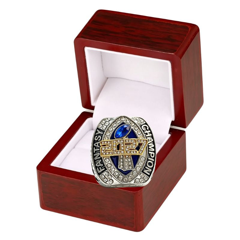 2027 Fantasy Football Championship Ring Replica – Ram Head Design with Color Enamel Details