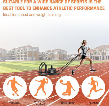 Weight Sled for Training, Heavy Duty 500 LBS Pull Push Sled for Outdoor, Indoor, Football, Durable Steel Weighted Sled, Compatible with 1" & 2" Weight Plate, Frame with Adjustable Reflective Stripe Vest