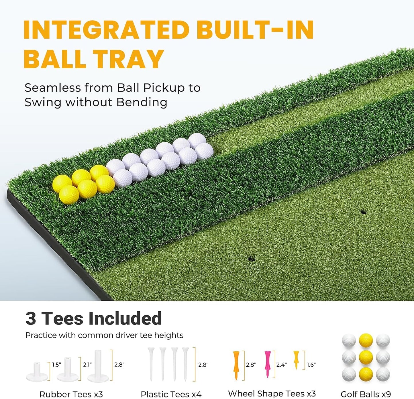 SwingRex 5x4FT Golf Practice Mat with Balls, Tees for Indoor & Outdoor Training