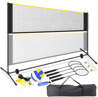 Badminton Pickleball Net, Adjustable Height Portable Badminton Net-2-in-1 Volleyball and Badminton Set, Pickleball Net for Tennis Indoor Outdoor Court