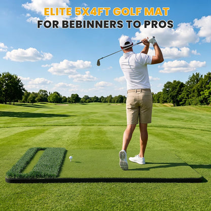 SwingRex 5x4FT Golf Practice Mat with Balls, Tees for Indoor & Outdoor Training