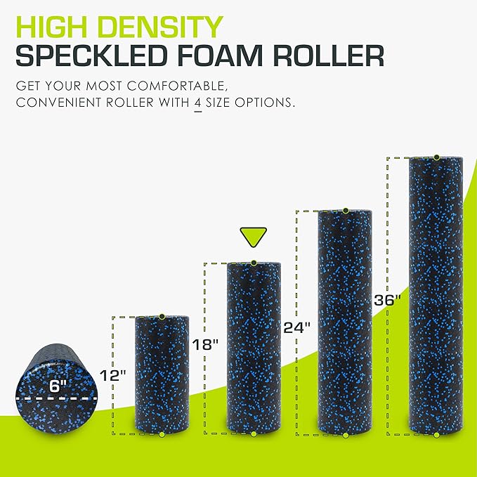 ProsourceFit High Density Foam Rollers 18 to 36 - inches Long, Firm Full Body Athletic Massage Tool for Back Stretching, Yoga, Pilates, Post Workout Muscle Recuperation
