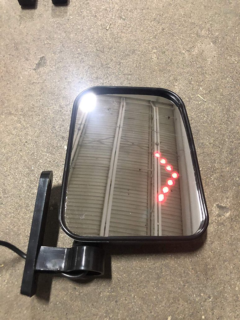 Low Speed Living Golf Cart LED Side View Mirror Set w/ Integrated Turn Signals - Metal Brackets