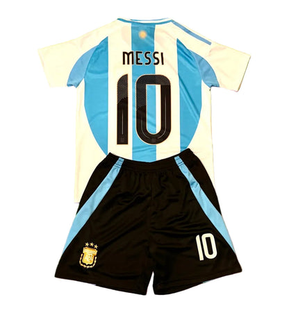 Kids Messi Jersey Kit - Argentina Black Shorts Version Soccer Jersey Set
