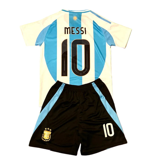 Kids Messi Jersey Kit - Argentina Black Shorts Version Soccer Jersey Set
