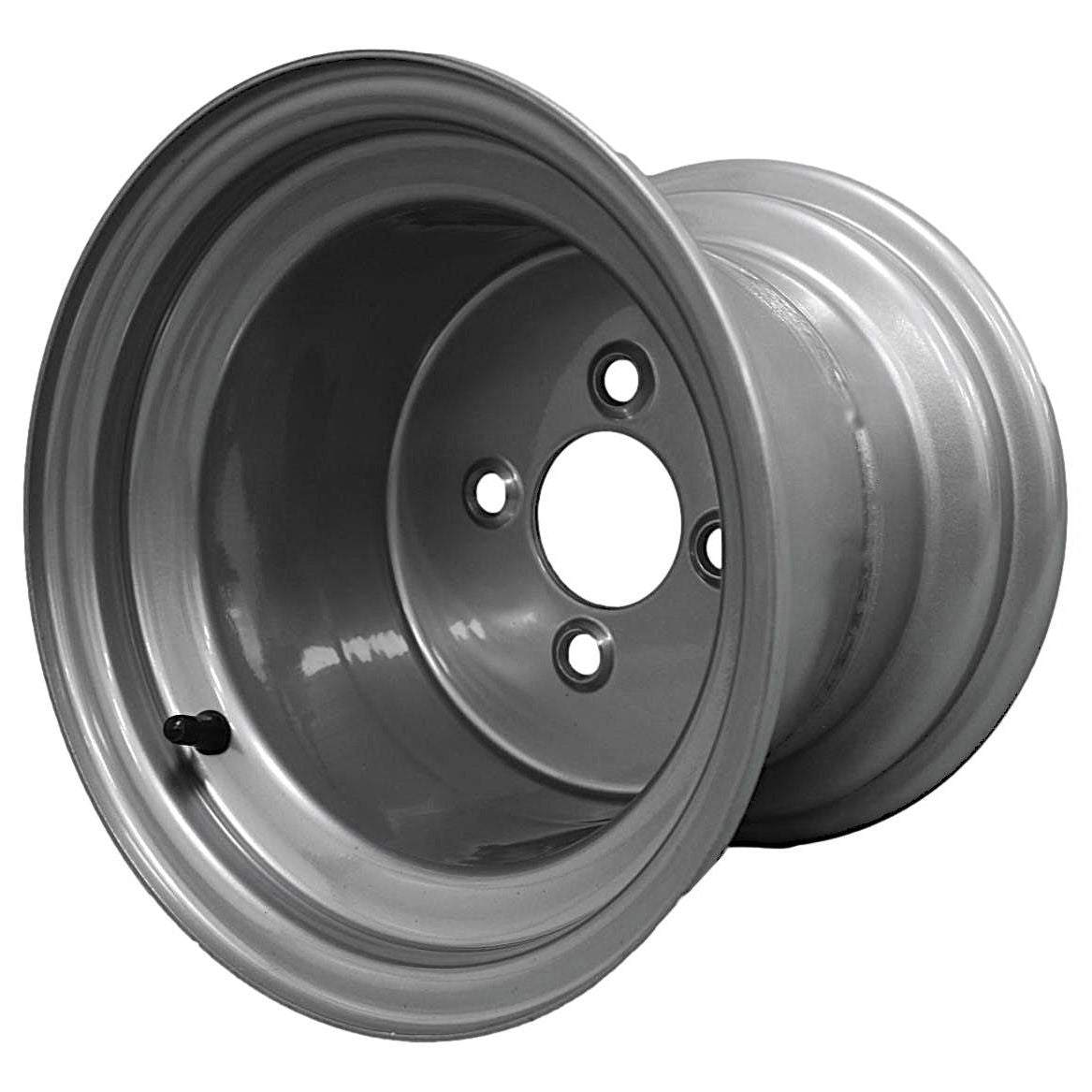 Antego 10x8.5 Chrome-Silver Mower Wheel, 4-on-4, Single