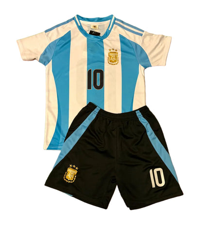 Kids Messi Jersey Kit - Argentina Black Shorts Version Soccer Jersey Set