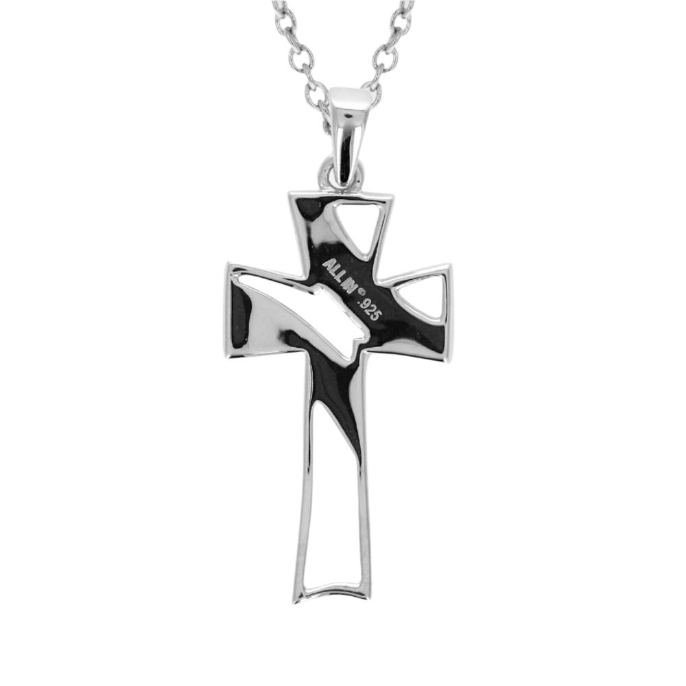 Baseball Stitch Open Cross Necklace